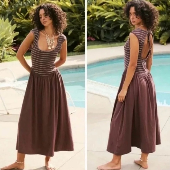Free People brown midi dress - Picture 1 of 8
